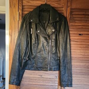 Women's Max Studio Black Leather Motorcycle Jacket